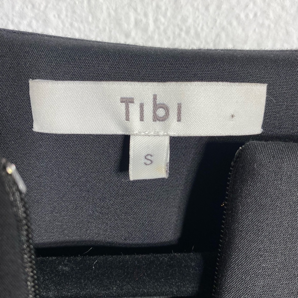 Tibi Agathe Zip Front Balloon Sleeve Cropped Top, Black - Picture 10 of 11